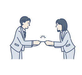 Fototapeta premium 名刺交換をするビジネスパーソンのイラスト