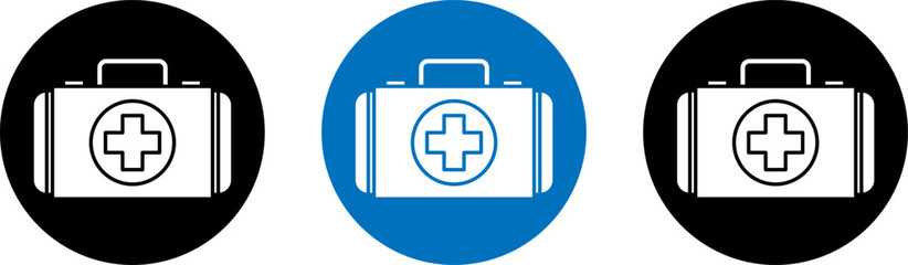 Fototapeta premium Three medical briefcases with a plus sign icon design