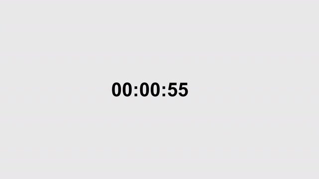 One minute countdown timer animation on tranparent background, Countdown timer animation from 60 seconds to 0 seconds
