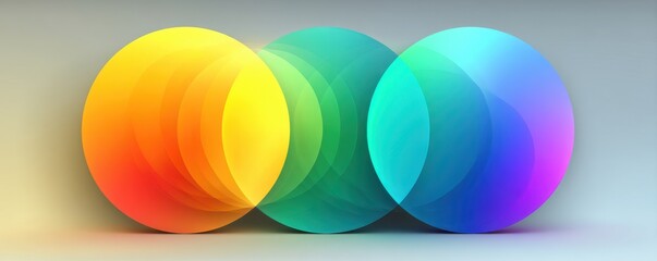 Three overlapping gradient circles create a vibrant color spectrum with a soft blur effect