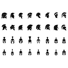 Spartan helmet icon vector set. Spartan Illustration sign collection. Medieval helmet symbol or logo.