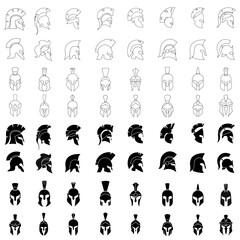 Spartan helmet icon vector set. Spartan Illustration sign collection. Medieval helmet symbol or logo.