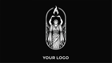 Mystical Angel with Sacred Flame Logo Design.
