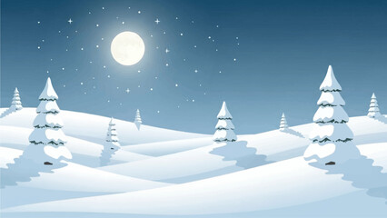 Obraz premium Calm winter Christmas background with snow and pine trees