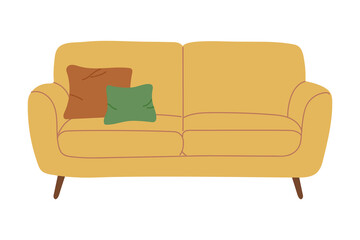 Comfortable yellow sofa with cushions in a minimalist style setting
