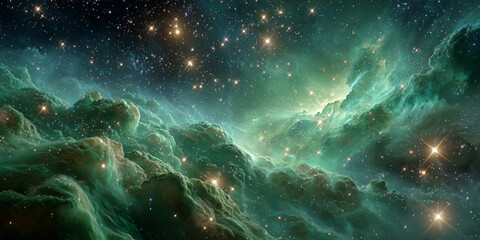 Green cosmic vortex swirling in deep space