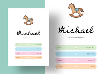 Soft Pastel Baby Born Announcement Card