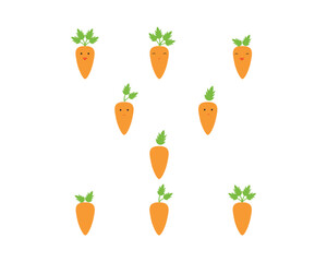 Vector carrots and carrots characters set