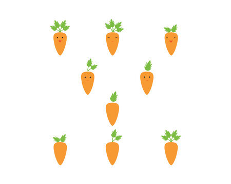 Vector carrots and carrots characters set