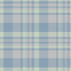 Old plaid seamless fabric, wrapping background texture vector. Strip pattern check tartan textile in pastel and grey colors.