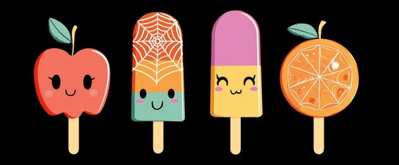 Cute Halloween Popsicles with Spiderwebs
