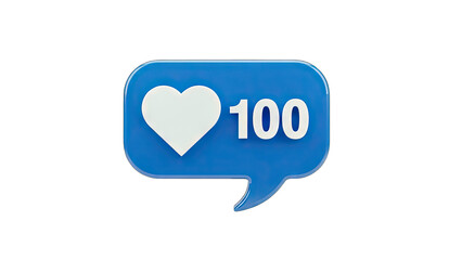 Social Media Like Icon with 100 Likes on White