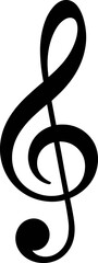Bold Black Treble Clef (G-Clef) Vector Icon Isolated on White Background &ndash; Classic Notation Symbol for Music Production, Education, Sheet Music Design, and Creative Arts Projects.