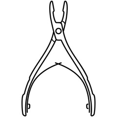 Bone Rongeurs. Heavy-duty surgical forceps with sharp, scoop-shaped tips used for cutting, gouging, and removing small pieces of bone and tough tissue. Medical sterile surgical instrument. Vector icon