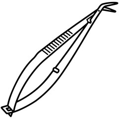 Corneal Scissors. Delicate, fine-tipped surgical scissors used for precise cutting of the cornea and other ocular tissues during ophthalmic surgery. Medical sterile surgical instrument. Vector icon.