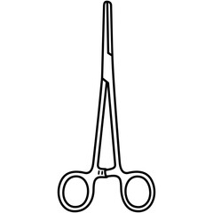 Crile hemostatic forceps. Surgical artery clamp with serrations along the entire length of the jaws, used for clamping larger vessels and dense tissue. Medical sterile surgical instrument. Vector icon