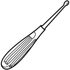Curette sterile. Surgical instrument with a scoop-shaped tip for scraping tissue, cleaning wounds, or removing debris in various medical procedures. Medical sterile surgical instrument. Vector icon.