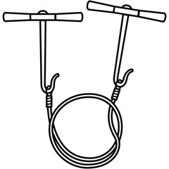 Gigli saw. Flexible wire saw used by surgeons for bone cutting and skull procedures in neurosurgery and orthopedics. Medical sterile surgical instrument. Vector outline icon.