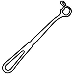 Hand-Held Retractors Green. Fenestrated surgical instrument used for retracting soft tissue and thyroid gland during neck and general surgery. Medical sterile surgical instrument. Vector outline icon