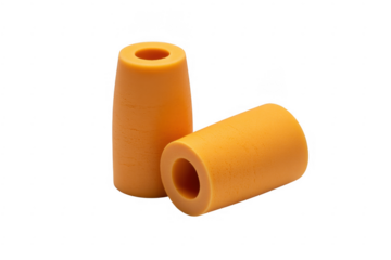 Orange foam earplugs hearing protection isolated on a transparent background