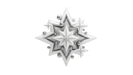 Silver Star Ornament on White Background