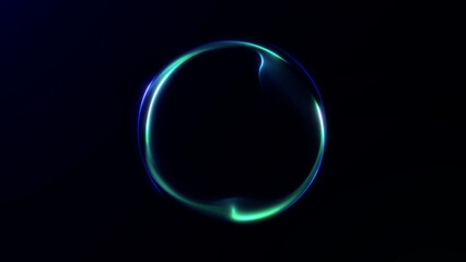 Abstract minimal sphere with soft blue and green gradient glow on dark background. Clean futuristic energy orb for technology concepts, digital branding, UI visuals and modern backgrounds.