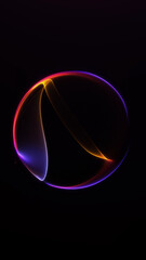 Vertical abstract plasma sphere with vibrant gradient glow in dark space. Futuristic energy orb illustration for digital design, modern technology visuals and creative backgrounds.