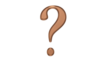 Copper question mark PNG isolated on transparent background, punctuation symbol for graphic design and educational materials