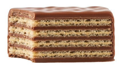 Chocolate wafer bar isolated PNG, sweet dessert snack with layers of crispy wafers and creamy chocolate filling on transparent background