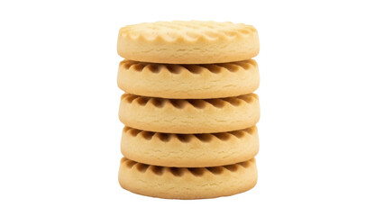 Stack of shortbread cookies isolated PNG on transparent background, traditional Scottish biscuit for tea time and holiday baking