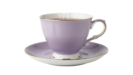 Elegant lavender teacup and saucer isolated PNG, vintage porcelain tableware for afternoon tea and...