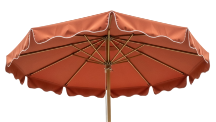 Terracotta patio umbrella PNG isolated on transparent background, outdoor shade parasol for garden furniture and summer vacation