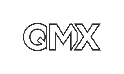 QMX logo design template with strong and modern bold text. Initial based vector logotype featuring simple and minimal typography. Trendy company identity.