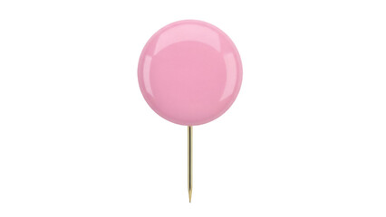 Pink push pin isolated PNG on transparent background, office supply for bulletin board and notice board use