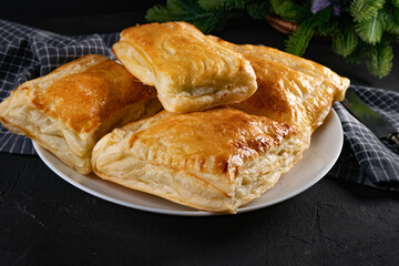 Puff pastry cookies with jam.