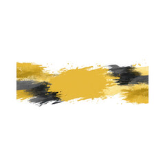 A dynamic yellow and dark gray brush stroke banner with artistic texture on a black background