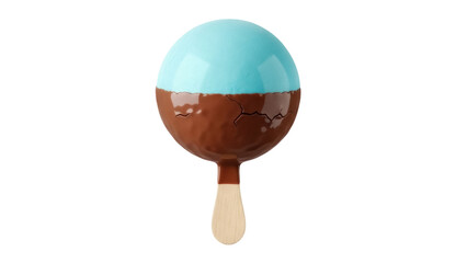 Aqua blue ice cream popsicle with chocolate coating isolated PNG, sweet summer treat on transparent background