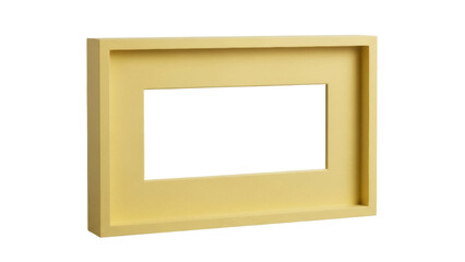 Empty yellow picture frame PNG isolated on transparent background, modern minimalist photo frame for artwork display and home decor
