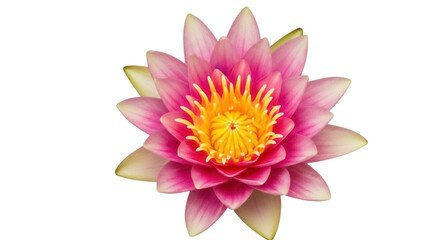 Fototapeta premium Beautiful pink water lily isolated PNG on transparent background, aquatic flower blossom for design projects