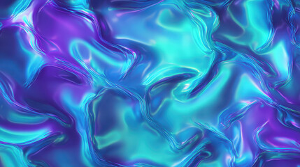 Fototapeta premium Iridescent blue and purple abstract liquid texture with smooth flowing shapes creating vibrant and dynamic visual effect