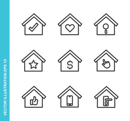 Set of Home Icons. Thin Line Symbol Elements Collection