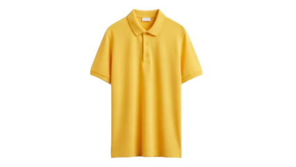 Yellow polo shirt isolated PNG on transparent background, casual short sleeve top for summer fashion and apparel design