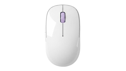 Modern white wireless computer mouse isolated PNG on transparent background, ergonomic design for office and home use