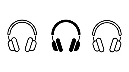 Obraz premium Collection of outline and filled headphone icons for web and mobile interface design