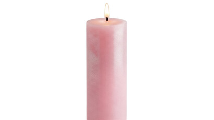 Burning pink candle isolated PNG on transparent background, decorative wax candle for romantic atmosphere and special occasions