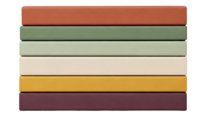 Stack of colorful books isolated on transparent background, collection of hardcover books in various colors for education and reading concepts PNG