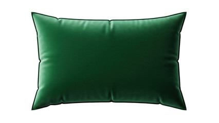 Rectangular emerald green pillow isolated on transparent background, soft cushion for sofa or bed PNG, home decor element