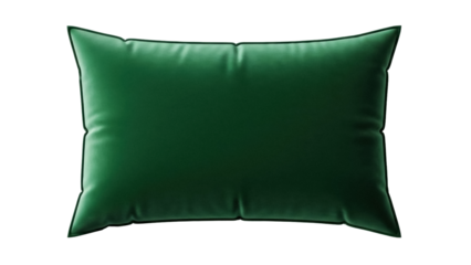 Rectangular emerald green pillow isolated on transparent background, soft cushion for sofa or bed PNG, home decor element
