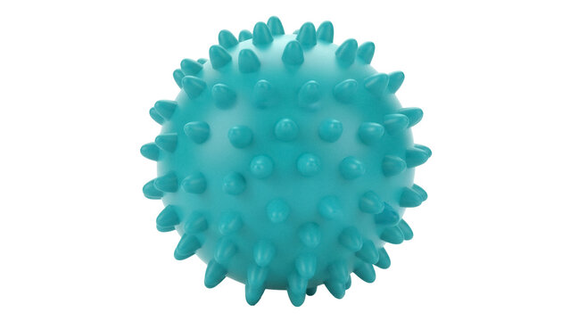 Turquoise spiky massage ball PNG isolated on transparent background, myofascial release tool for physical therapy and stress relief