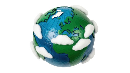 Earth globe with clouds PNG isolated on transparent background, climate change awareness and environmental protection concept